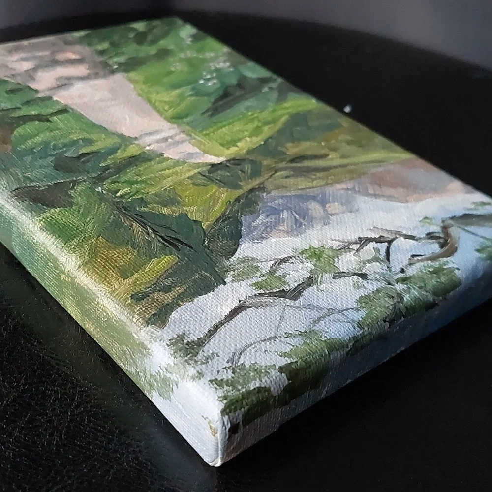Mountain spring, Original Landscape Painting, 5x7 Mini Art - Picture 4 of 14